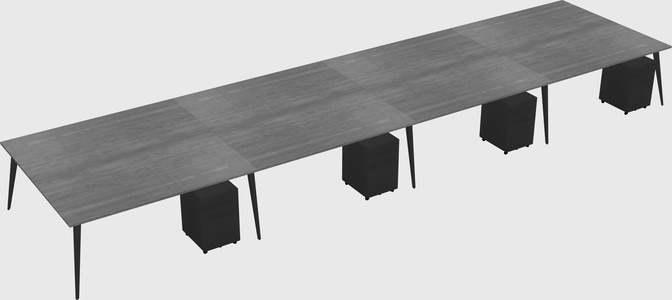 Shared rectangular office desk system