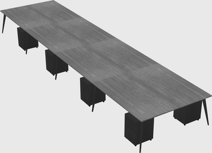 Shared rectangular office desk system