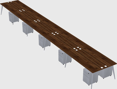 Shared rectangular office desk system