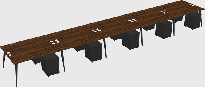 Shared rectangular office desk system