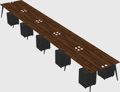 Shared rectangular office desk system