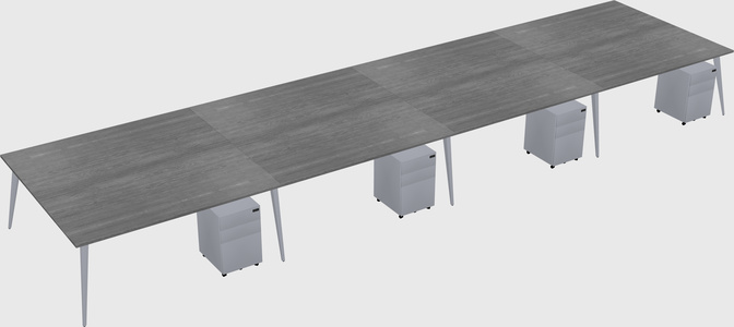 Shared rectangular office desk system