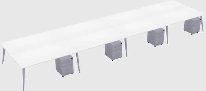 Shared rectangular office desk system