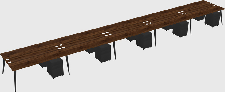 Shared rectangular office desk system