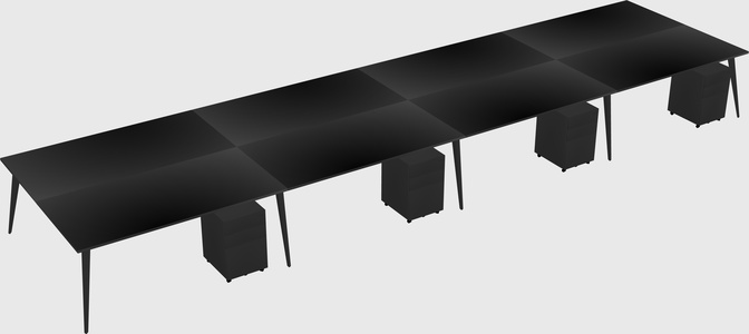 Shared rectangular office desk system