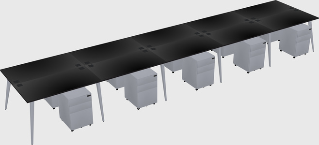 Shared rectangular office desk system
