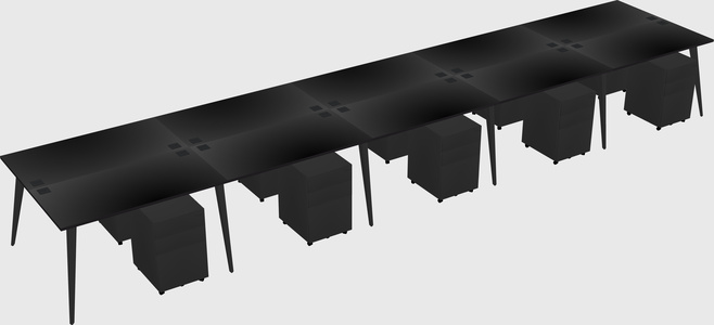 Shared rectangular office desk system