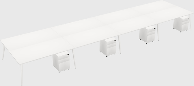 Shared rectangular office desk system