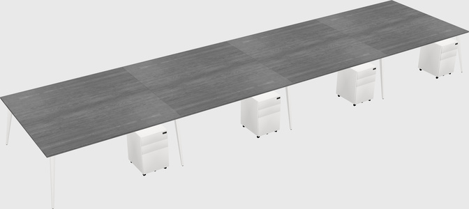 Shared rectangular office desk system