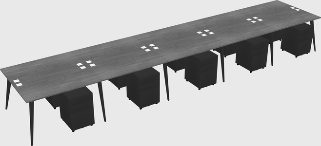 Shared rectangular office desk system