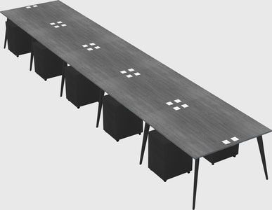 Shared rectangular office desk system