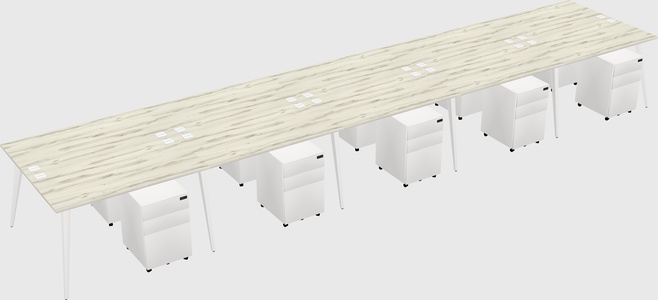 Shared rectangular office desk system