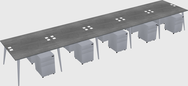 Shared rectangular office desk system