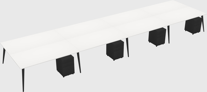 Shared rectangular office desk system