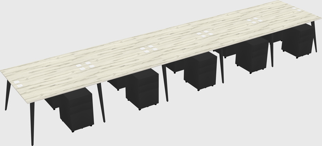 Shared rectangular office desk system