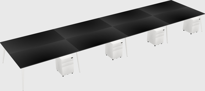 Shared rectangular office desk system