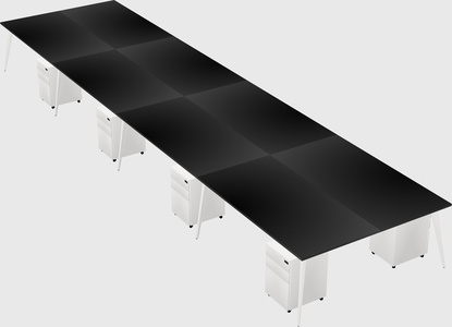 Shared rectangular office desk system