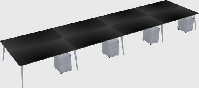 Shared rectangular office desk system
