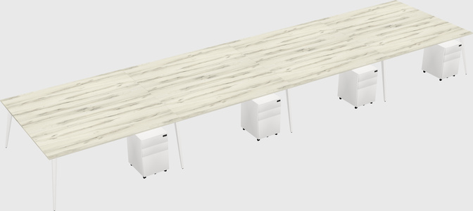 Shared rectangular office desk system