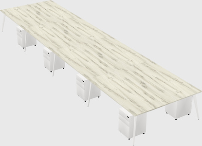 Shared rectangular office desk system