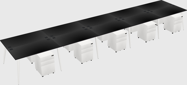 Shared rectangular office desk system