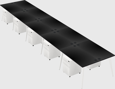 Shared rectangular office desk system