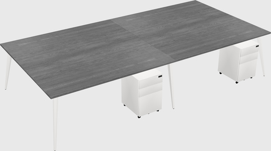 Shared rectangular office desk system