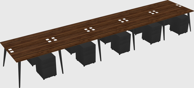 Shared rectangular office desk system
