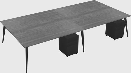 Shared rectangular office desk system