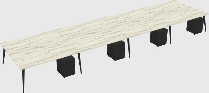 Shared rectangular office desk system