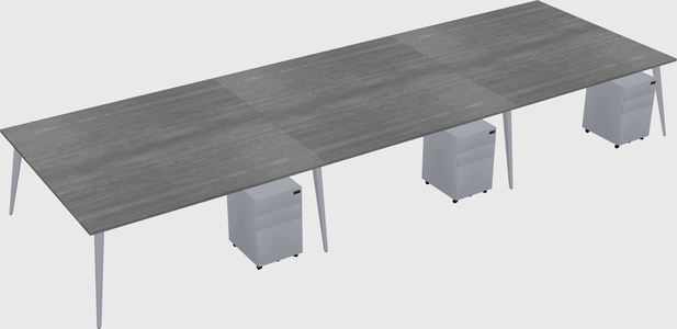 Shared rectangular office desk system