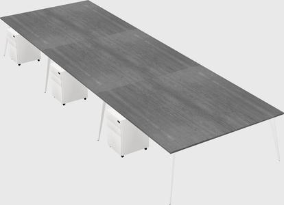 Shared rectangular office desk system