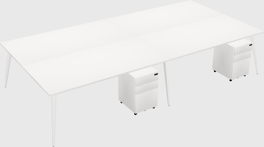 Shared rectangular office desk system