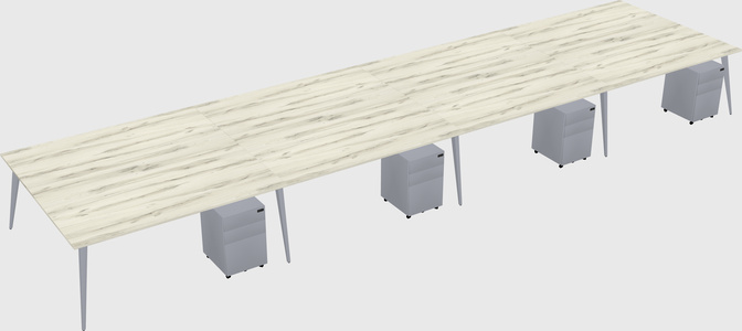 Shared rectangular office desk system