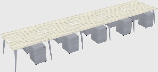 Shared rectangular office desk system