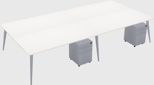 Shared rectangular office desk system