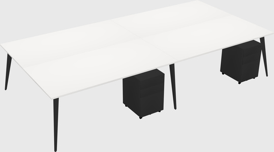 Shared rectangular office desk system