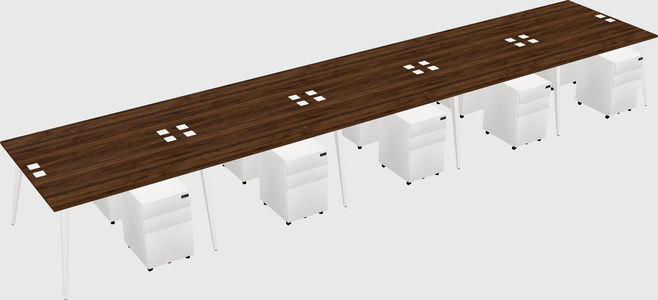 Shared rectangular office desk system