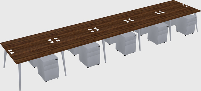 Shared rectangular office desk system