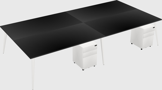Shared rectangular office desk system