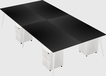 Shared rectangular office desk system