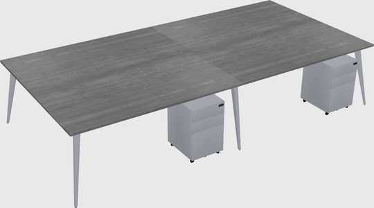 Shared rectangular office desk system