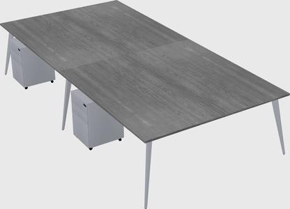 Shared rectangular office desk system