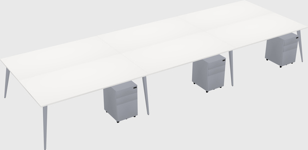 Shared rectangular office desk system