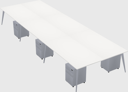 Shared rectangular office desk system