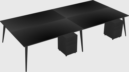Shared rectangular office desk system