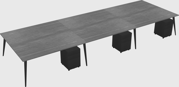Shared rectangular office desk system