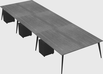 Shared rectangular office desk system