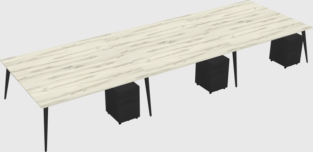 Shared rectangular office desk system