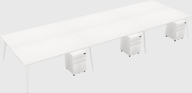Shared rectangular office desk system